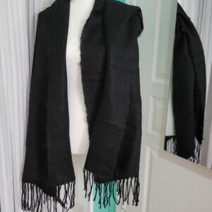 Mohair - merino wool big black scarf
